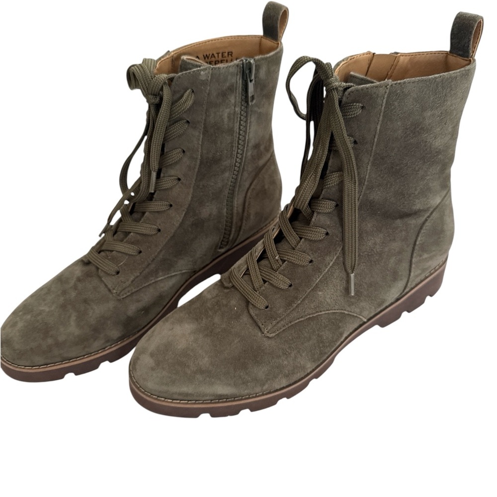 Vionic Lani Olive Suede Lace-Up Ankle Boots - Size 8.5 - NWOT- Water Repellant - Picture 6 of 9
